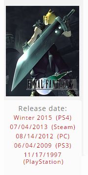 Winter 2015 release date for FF7
