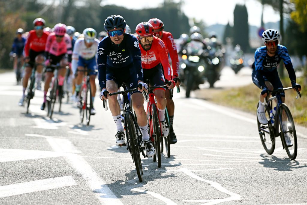 ANTIBES FRANCE FEBRUARY 18 David Gaudu of France and Team Groupama FDJ competes during the 55th Tour Des Alpes Maritimes Et Du Var 2023 Stage 2 a 1794km stage from MandelieulaNapoule to Antibes tour0683 on February 18 2023 in Antibes France Photo by Luc ClaessenGetty Images