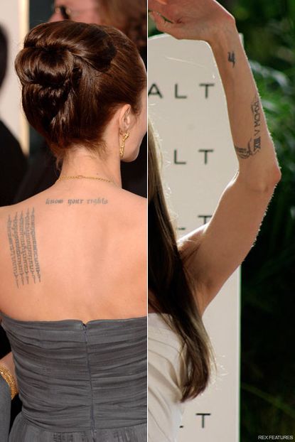 Angelina Jolie Tattoos - Angelina Jolie talks tattoos - Angelina Jolie tattoo - Angelina jolie new tattoo - Celebrity News - Marie Claire