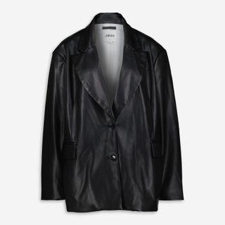 Faux leather blazer in black