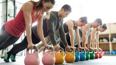 Group workout with kettlebells