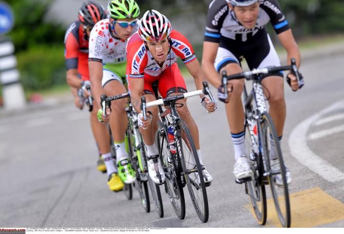 Peter Sagan and Alexander Kolobnev make it into a late break