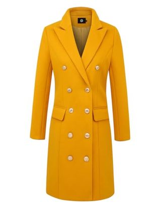 Idealsanxun Trench Coats for Women Winter Coats Fall Fashion Outfits 2024 Double Breasted Trendy Dress Ladies Wool Coat, Yellow