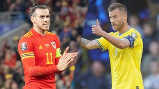 Composite image of Gareth Bale of Wales and Andriy Yarmolenko of Ukraine