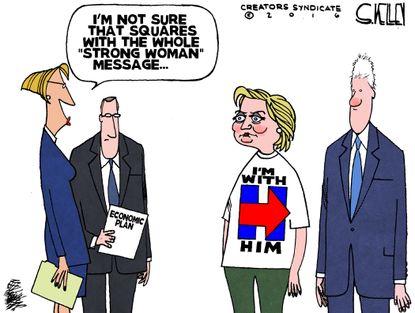 Political cartoon U.S. Bill Hillary Clinton 2016