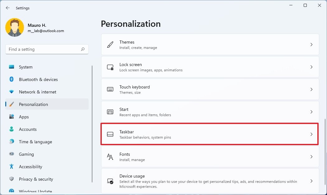 Windows 11 Taskbar Settings