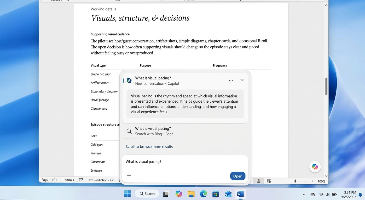 New Search with showing Copilot integration (AI mockup).