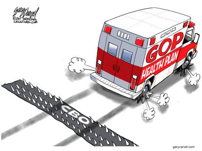 Political Cartoon U.S. CBO GOP American Health Care Act