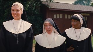 Kate Upton and Jennifer Hudson flanking another nun in The Three Stooges.