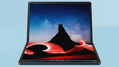 ThinkPad X1 Fold Gen 2 on blue T3 background