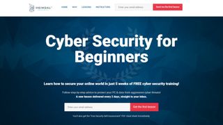 Heimdal Securitys hjemmeside, hvor der står "Buber Security for Beginners"