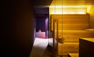 A hotel sauna