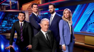 Ronny Chieng, Michael Kosta, Jon Stewart, Jordan Klepper and Desi Lydic on The Daily Show