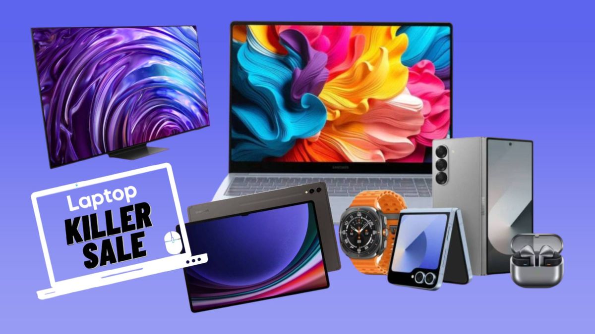 Discover Samsung winter sale Samsung devices agains a blue gradient background