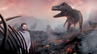 How to Photoshop someone into a picture: Man standing in front of dinosaur