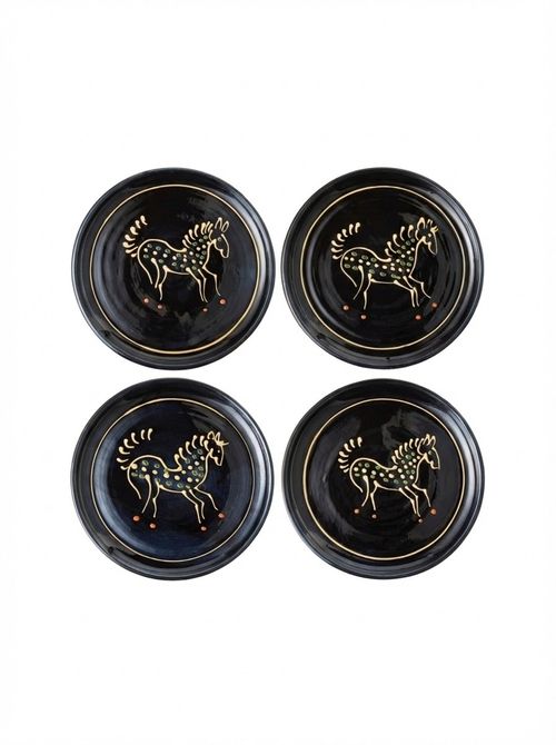 Horse Hand-Glazed Slipware Dinner Plates