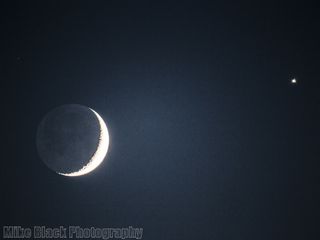 Venus and Moon with Earthshine by Mike Black