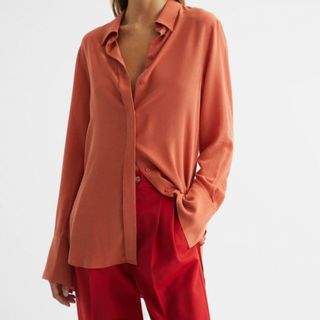 Reiss Eden Matte Silk Tunic Shirt