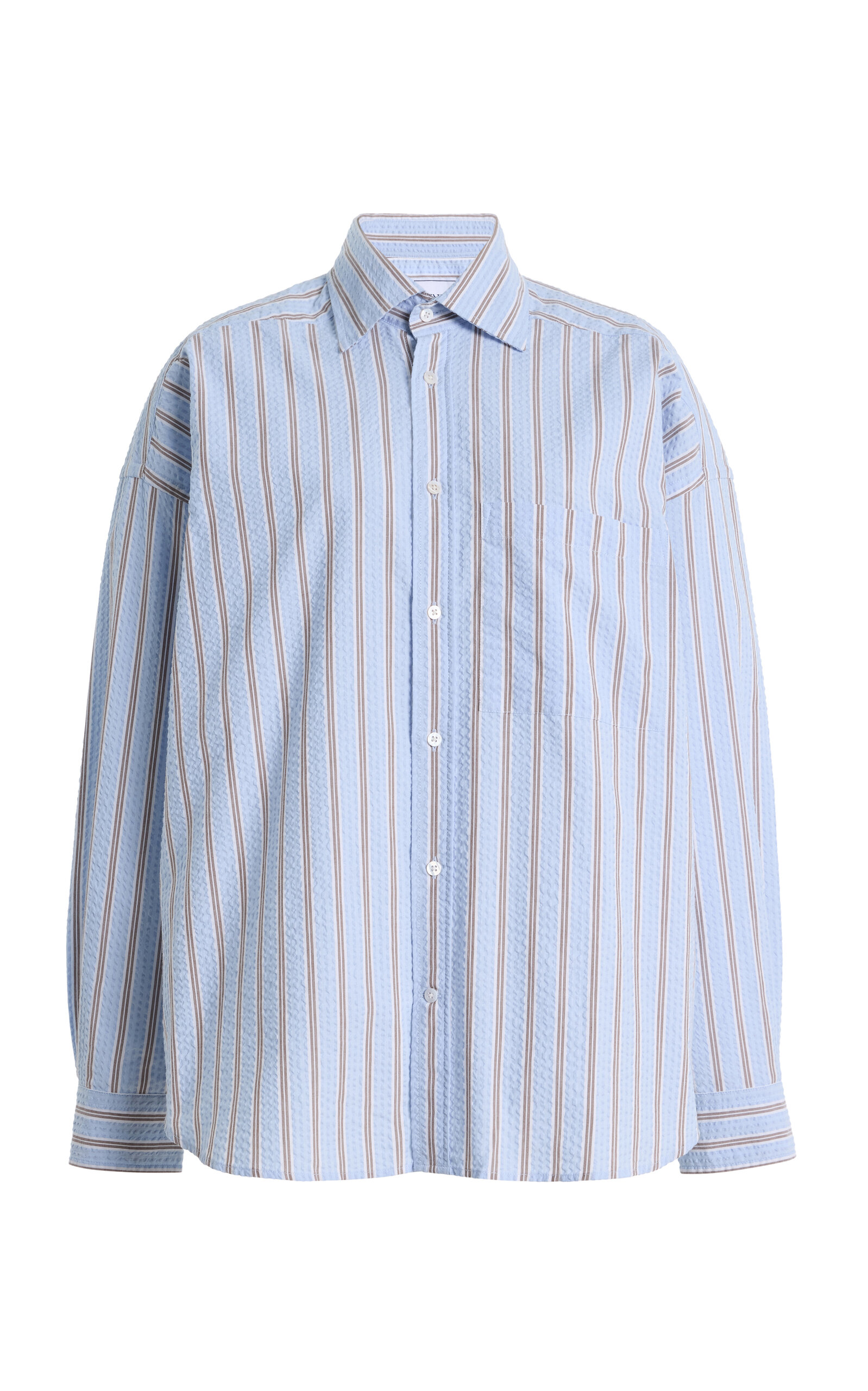 Exclusive the Weekend Striped Cotton Seersucker Shirt