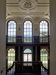 Chettle House, Dorset. Staircase Hall and landscape. Photograph: Paul Highnam/Country Life Picture Library