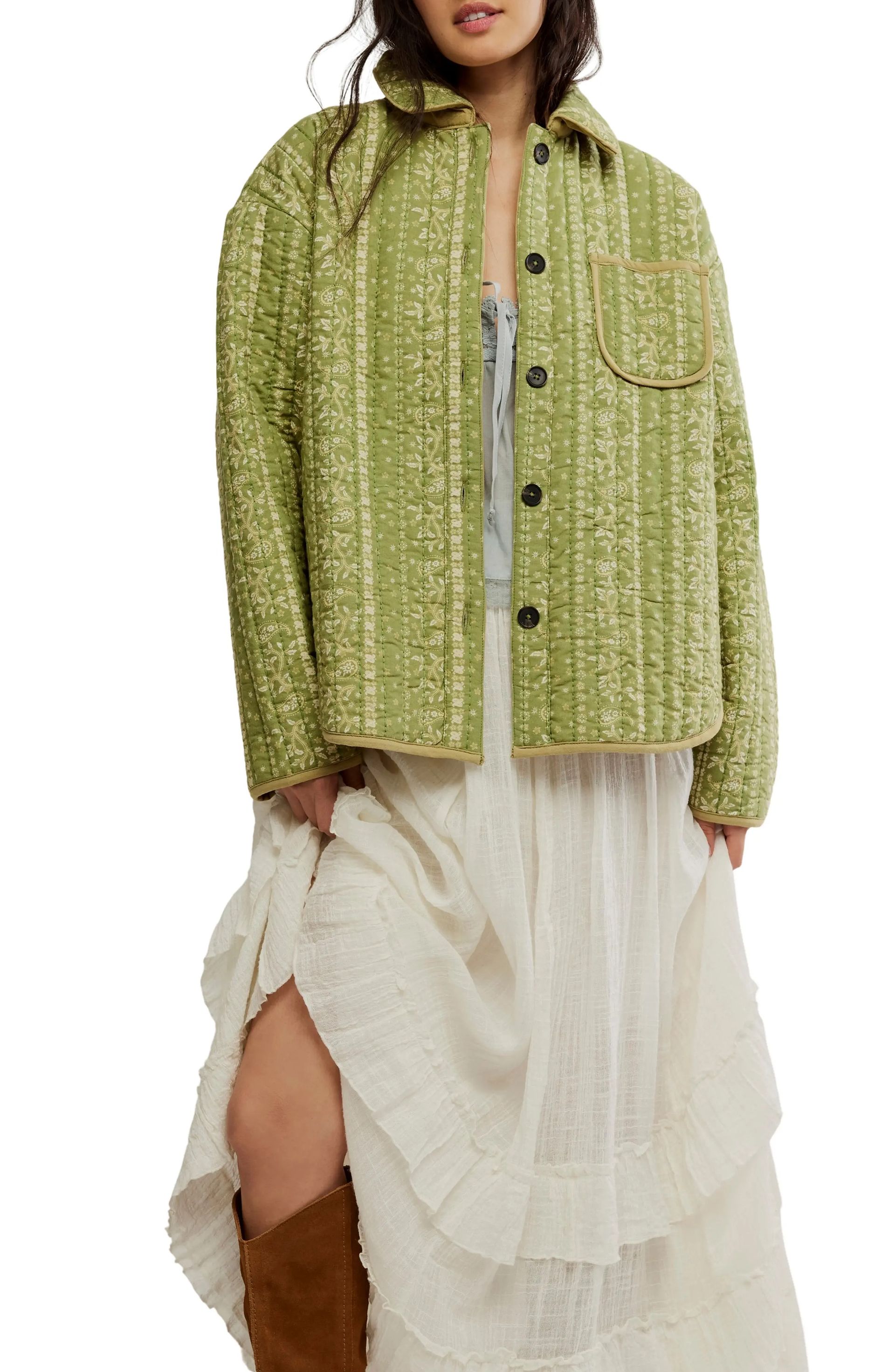 Free People, Alexie Print Boxy Quilted Jacket