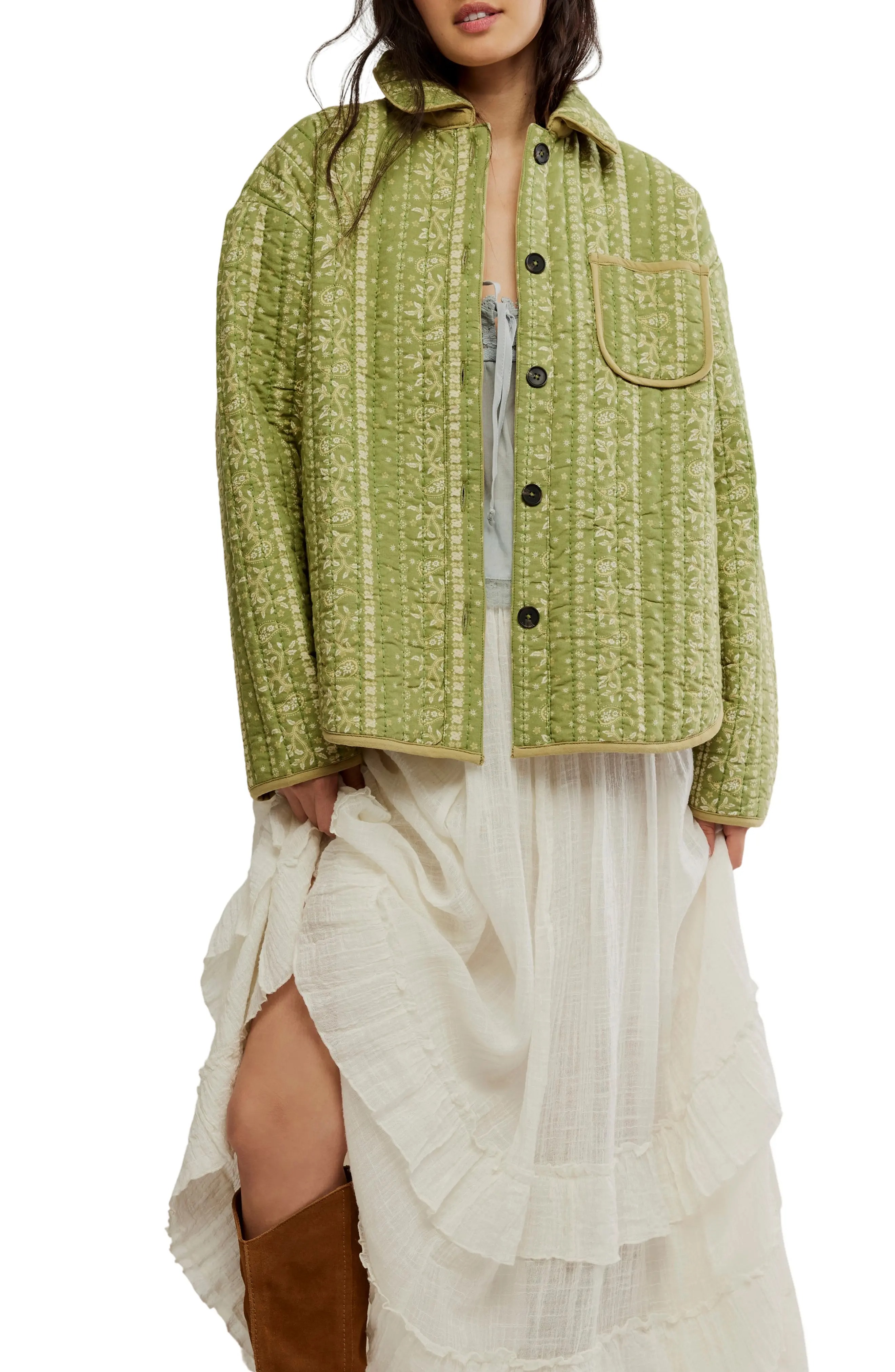 Free People, Alexie Print Boxy Quilted Jacket