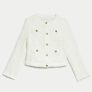 M&S Tweed Utility Jacket in white