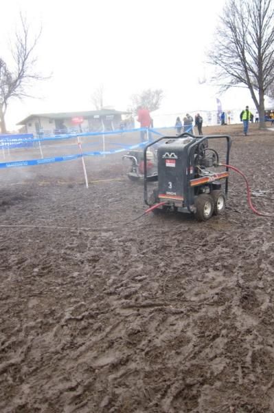 The large pressure washer is powerful enough to strip paint