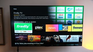 amazon fire tv stick interface featuring band of sponsored apps