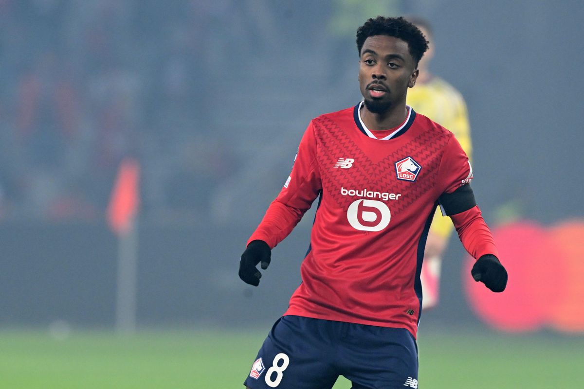 Former Manchester United star and Tottenham target Angel Gomes playing for Lille against Juventus in the Champions League, November 2024