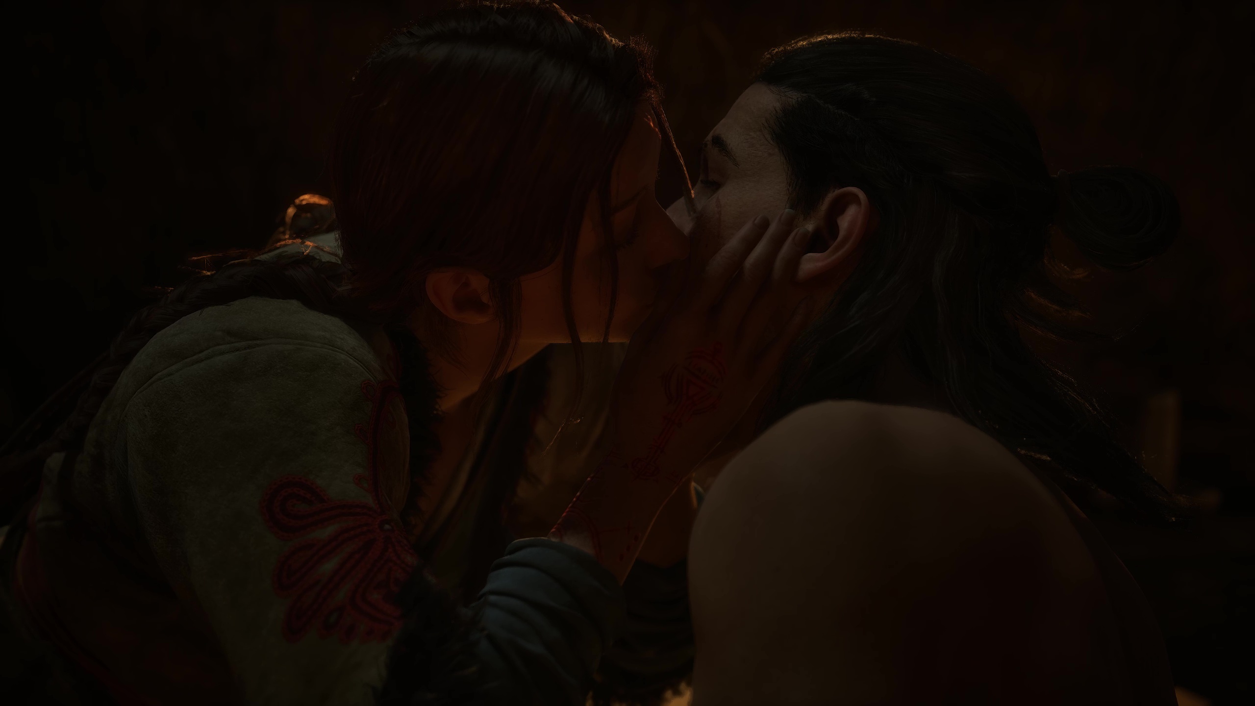 Kissing Anca in her relationship arc in The Blood of Dawnwalker