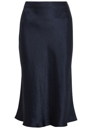 Hammered Satin Midi Skirt