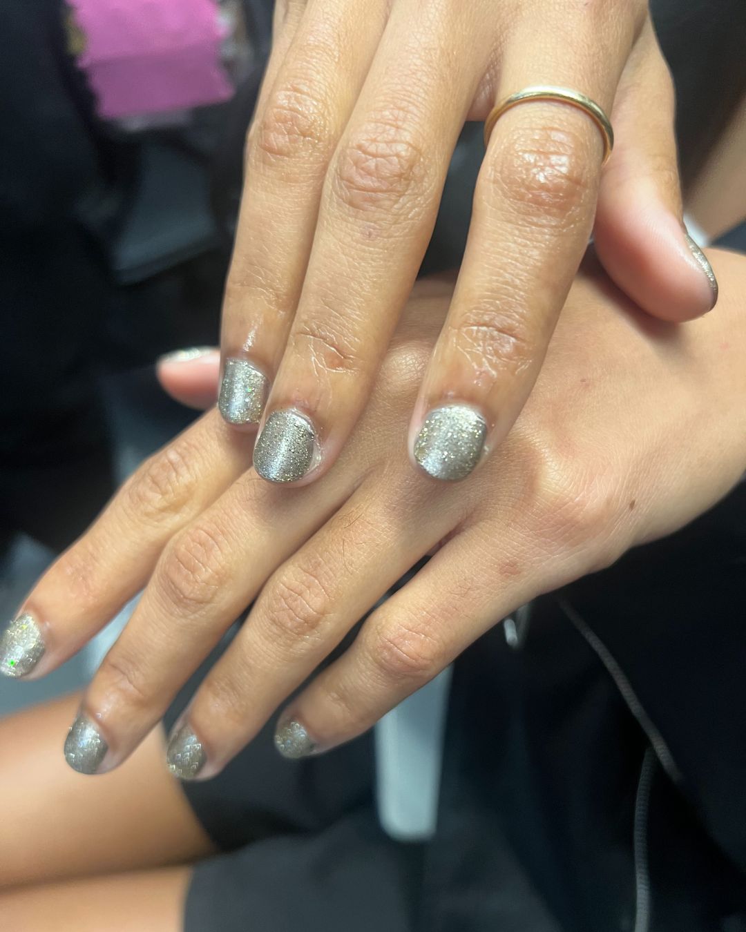 An image of the disco nails backstage at Sergio Hudson spring/summer 26.