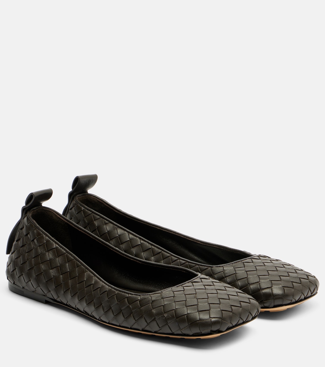 Charlotte Intrecciato Leather Ballet Flats in Brown - Bottega Veneta