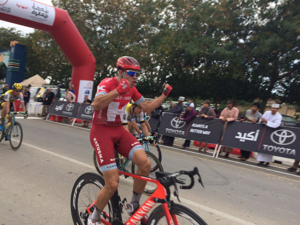 Alexander Kristoff takes victory on stage 3 of the Tour of Oman