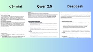 o3-mini vs. Qwen 2.5 vs. DeepSeek screenshot