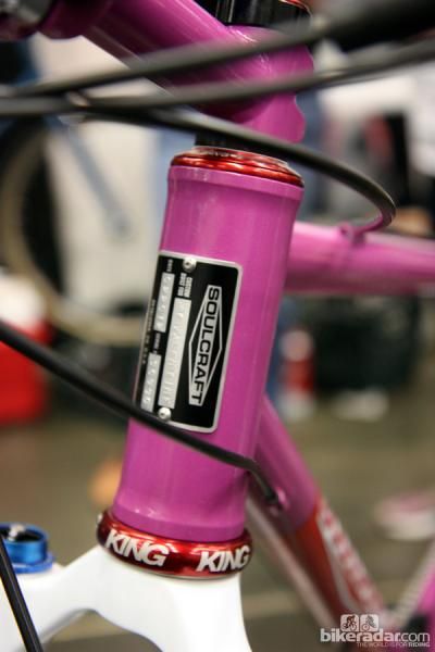 Small-batch builders haven't ignored trends in bicycle technology, as seen on this Soulcraft 44mm-diameter head tube.