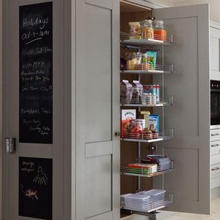 kitchen storage with slide out larder