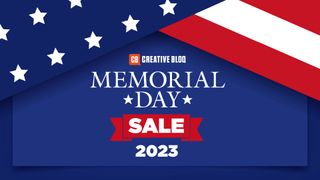 Memorial Day Sale 2023 written over a deconstructed American flag. 