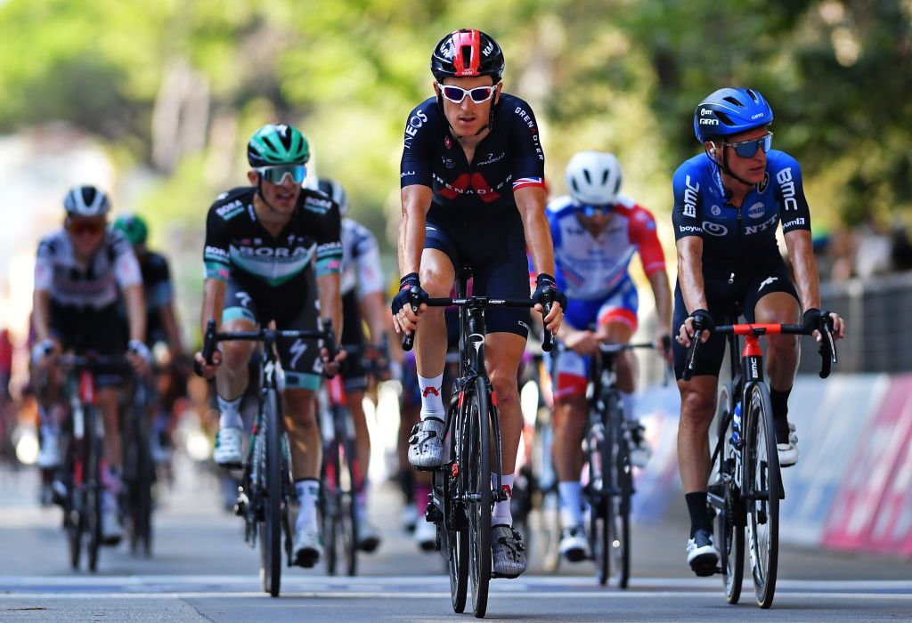 FOLLONICA ITALY SEPTEMBER 08 Arrival Geraint Thomas of The United Kingdom and Team INEOS Grenadiers Enrico Gasparotto of Switzerland and Team NTT Pro Cycling during the 55th TirrenoAdriatico 2020 Stage 2 a 201km stage from Camaiore to Follonica TirrenAdriatico on September 08 2020 in Follonica Italy Photo by Justin SetterfieldGetty Images