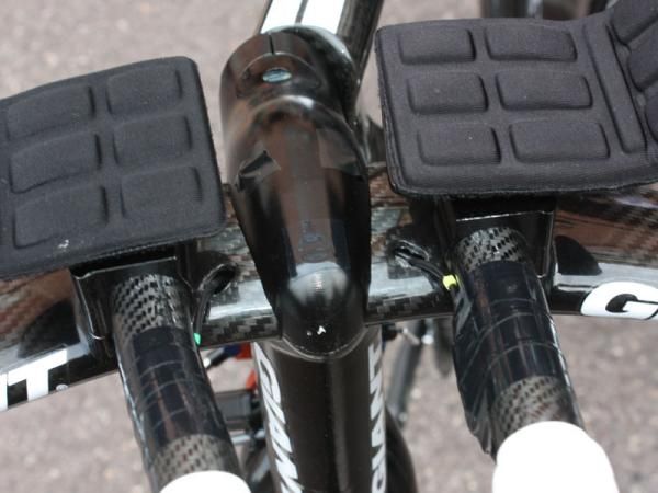Electrical tape is useful for a lot of things, including covering up the bolt holes on the stem to ever-so-slightly reduce drag.