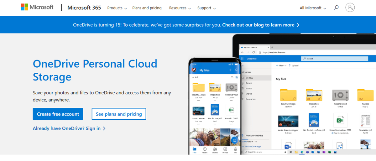 Microsoft OneDrive cloud storage in action