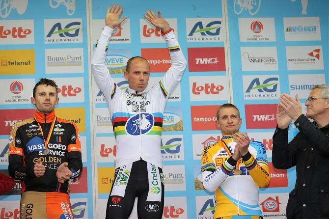 World champion Sven Nys is once again Belgium's 'cross champion. Rob Peeters and Bart Wellens completed the 2014 podium.