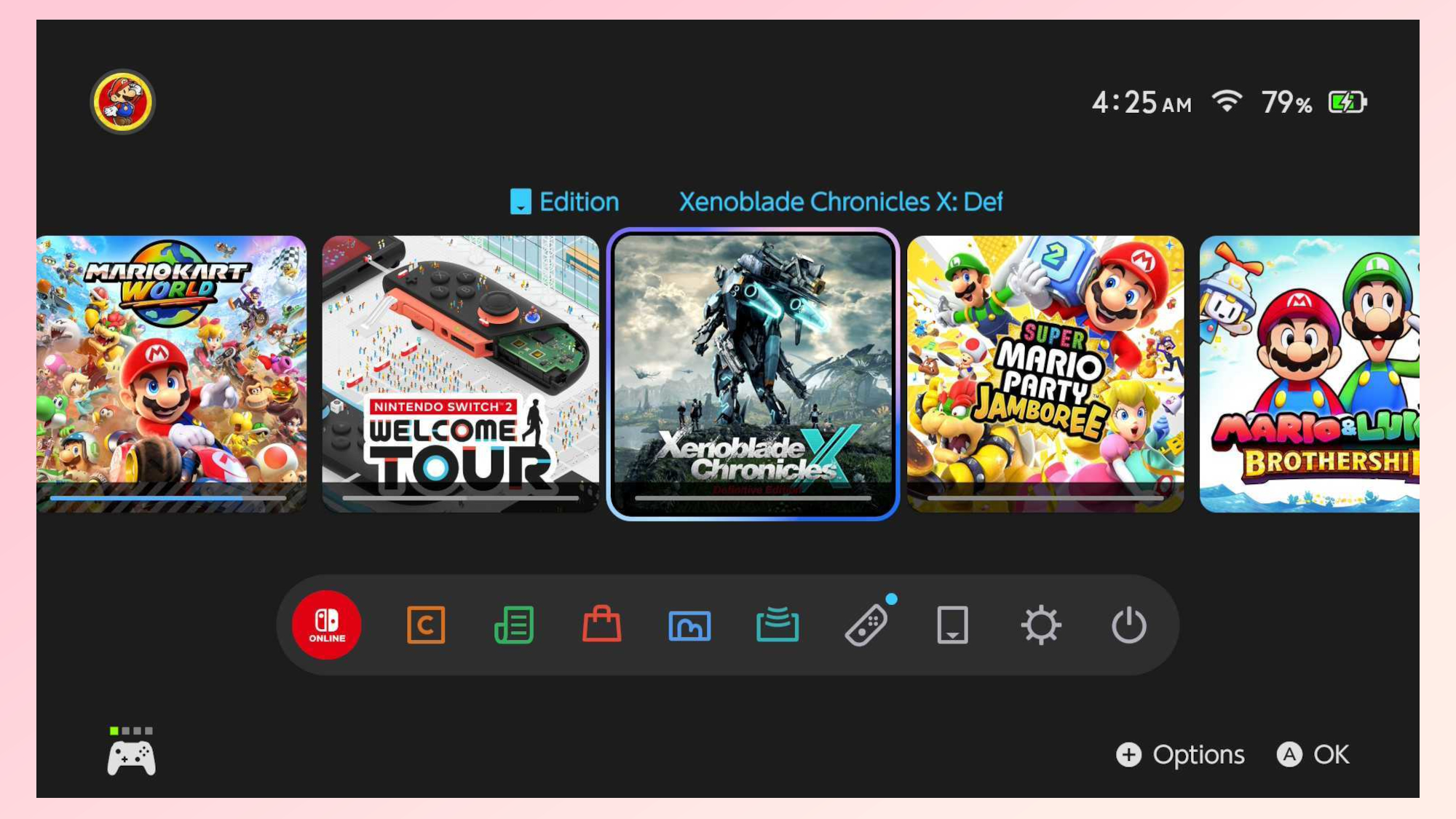 A screenshot showing the Nintendo Switch 2's home screen with a bunch of pending downloads