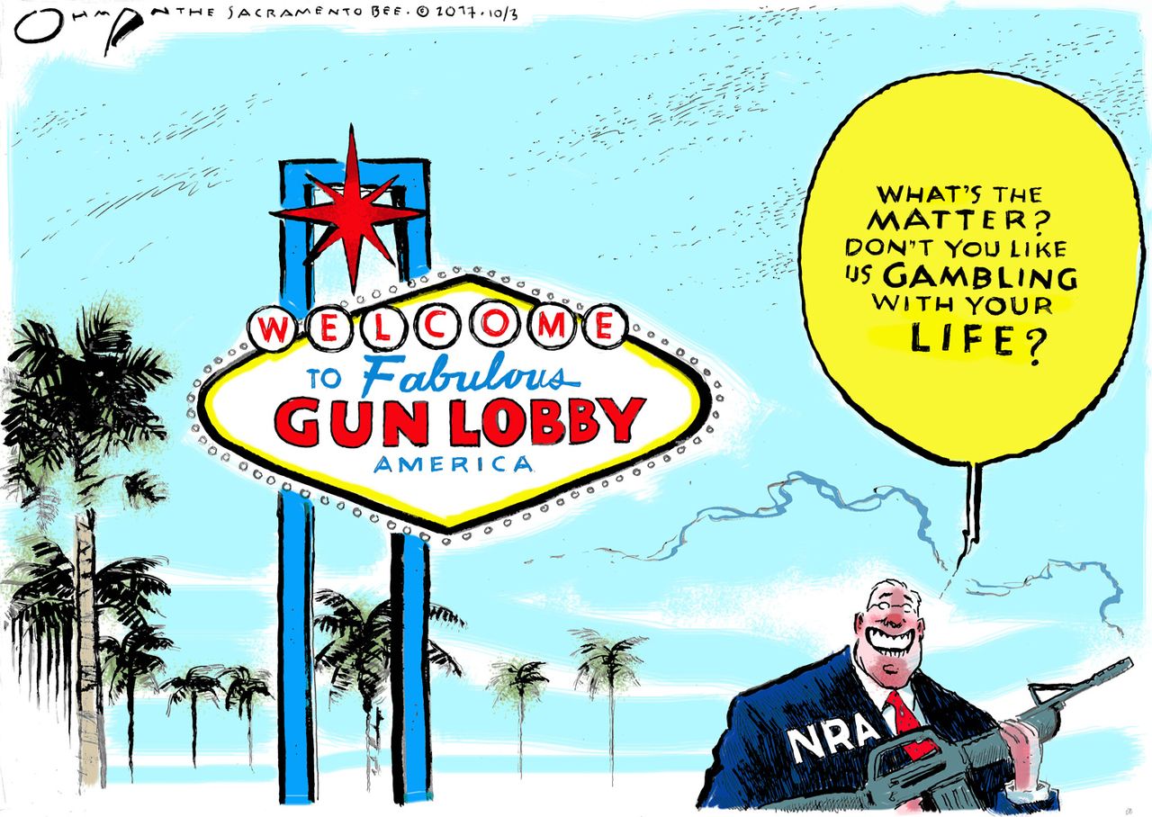 Political cartoon U.S. Las Vegas shooting NRA gun control