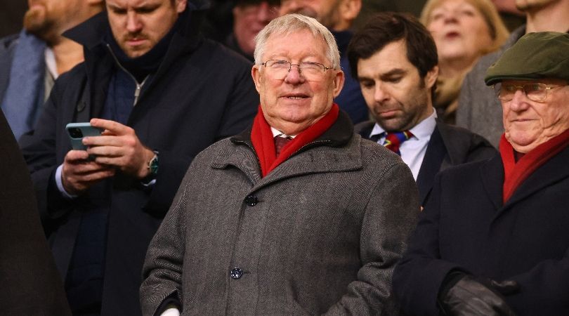 Sir Alex Ferguson watches Manchester United playing against Wolves in February 2024.