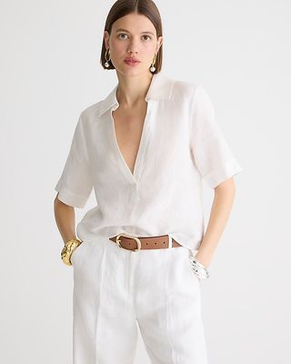 Bungalow Popover Top in Linen