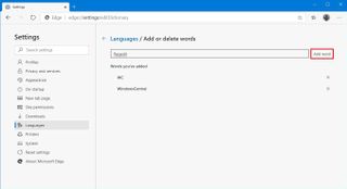 Microsoft Edge add words to spell checker