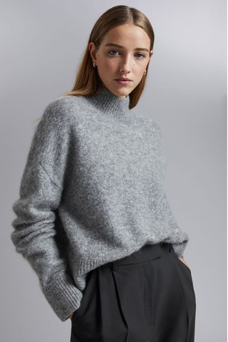 & Other Stories Cropped Mock Neck Knit Sweater