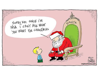 Political cartoon NSA Santa